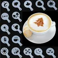 16pcs coffee latte art stencils showing various patterns like Christmas tree and heart - 16 Pcs / Translucent White