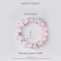 Detailansicht eines 12mm Sternenlicht-Rosenquarz- und Weißkristall-Armbands - Starlight Pink Quartz Bracelet (12mm) / 12mm / Rosa