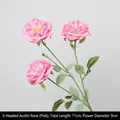 Rosa Austin artificiale rosa a 3 teste per matrimoni, lunghezza 71 cm - 3 Teste / Lunghezza Totale 71 / Rosa