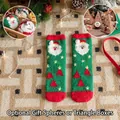 Dicke grüne Weihnachts-Korallenfleece-Socken mit Geschenkbox- und Kugeloptionen - Kinderstil (Dreieckige Box) / Grüner Weihnachtsmann