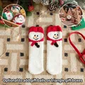 Warme und dicke Korallenvlies-Weihnachtssocken mit Schneemann-Design und Geschenkbox-Optionen - Erwachsenenstil (Acrylkugel-Verpackung) / Roter Schal Schneemann