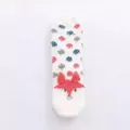 Weiche weiße Korallenfleece-Weihnachtssocke mit süßem rosa Fuchsgesicht und bunten Punkten - Fuchs / Kinderstil (Dreieckige Box) / Weiß