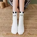 Dicke weiße flauschige Korallenfleece-Socken mit süßen Katzenohren als Wintergeschenk - Weiße Katze / Kinderstil (Dreieckige Box) / Weiß
