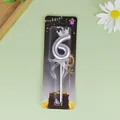 Vela de cumpleaños plateada número 6 con corona y lazo decorativo para tarta de fiesta - Corona Número 6 / Plateado