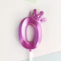 Vela de cumpleaños número 0 rosa metálico con detalle de corona - 1 Pieza / Púrpura