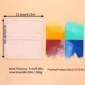 Dimensions and features of irregular square coaster silicone mold for DIY resin casting - Four-Grid Wave Square (60-354)