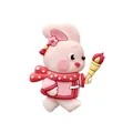 Entzückendes rosa Zeichentrick-Hasen-Kuchen-Ornament mit einer Fackel für die Dekoration - Weich-PVC Fackel Hase
