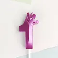 Vela de cumpleaños número 1 morada metálica con una corona para decoración de fiestas - Corona Número 1 / Púrpura
