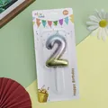Rainbow gradient metallic balloon number 2 birthday candle with stick for party cake decor - Balloon Number 2 / 1 Piece