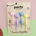 Pack of 4 creative colorful heart-shaped spiral candles for birthday cake decoration - Heart Style / Twisted Heart Shape (4 Pieces)