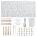Alphabet and number silicone resin mold kit with DIY tools for keychain jewelry making - DIY Crystal Epoxy Tool Accessory Set (69pcs Y087)