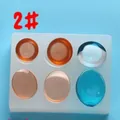 Moule en silicone à 6 cavités rondes et ovales pour la création de bijoux en résine - Style Rond Ovale à 6 Trous (50-543) / Blanc