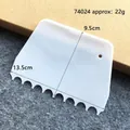 White plastic serrated dough scraper tool with detailed 13.5cm and 9.5cm dimensions - Semi-Circular Sawtooth Scraper (74024) / White