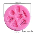 Pink silicone fondant mold with miniature food shapes like fries and pizza - Mini Fast Food Mix (50-195 Pink)