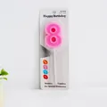 Pink number 8 candle for birthday cake decoration in original retail packaging - Pink Number 8