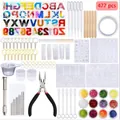 Comprehensive 477-piece DIY epoxy resin kit with alphabet molds, glitters, and tools - Large Capacity Epoxy Resin Mold Tool Kit (477pcs Y128)