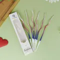 6PCS set of curved spiral birthday candles with colorful metallic gradient finish - White Red Blue