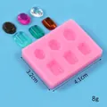 Moule en silicone rose à 6 cavités pour bijoux en résine avec diverses formes de gemmes - Style Gemme Arrondi à 6 Trous (50-542) / Rose