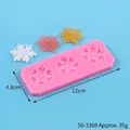 Pink snowflake silicone mold for DIY fondant cake and chocolate decoration with 3 cavities - Triple Snowflake Style (50-3369-A)