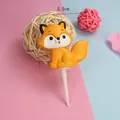 Adorable handmade resin fox figurine cake topper for cute birthday party table decorations - Resin Fox / Orange Yellow