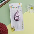 Metallic purple balloon-style number 6 birthday candle in retail blister pack decoration - Balloon Number 6 / 1 Piece