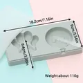 DIY grey silicone ice cream mold with paw and round shapes, including dimensions. - Grey Cat Paw And Round Style (81007-2) / Three Cavities