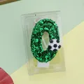 Vela de cumpleaños número 0 verde con purpurina y mini balón de fútbol para decoración - Tema de Fútbol (Número 0) / Verde