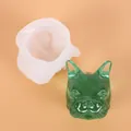 Detailed view of French Bulldog head silicone mold with translucent green resin cast - Small Mirror French Bulldog Mold / White
