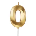 Elegante vela de cumpleaños número 0 dorada con textura de relieve retorcida para pasteles - Número 0 / Dorado