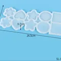 White silicone lollipop mold featuring heart, star and circle shapes, 26.5cm length - 10-Cavity Geometric Mixed Shapes (SL-001) / 26.5x11x0.7cm