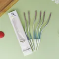 Set of 6 elegant metallic gradient curved birthday candles for party cake toppers - Pink Silver Blue