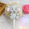 Cute grey resin elephant cake topper figurine for birthday party decoration 5x5.3cm - Resin Elephant / Gray