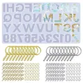 186pcs DIY alphabet and number silicone mold kit with gold and silver keychain accessories. - Basic Set (84024) / 186 Piece Set (No Drill Glitter)