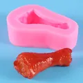 Molde de silicona para llaveros de muslo de pollo realista y fondant de chocolate DIY - Muslo de Pollo Pequeño (50-2833) / Rosa