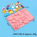 Vista detallada del molde de silicona 3D para cosméticos con dimensiones y peso - J2401160-A / Rosa