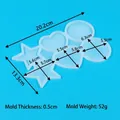 Translucent silicone mold with star and heart shapes, dimensions 20.2x13.3cm for DIY crafts - Star Heart Round Mix (SL-002) / 20.2x13.3x0.5cm