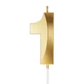 Elegante vela de cumpleaños número 1 dorada facetada en 3D para tartas - Número 1 / Dorado