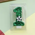 Vela de cumpleaños fútbol número 1 verde con purpurina para decoración de tartas - Tema de Fútbol (Número 1) / Verde