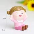 Figura de niña sonriente de resina para decoración de tartas de cumpleaños - Figura de niña / 4.50cm