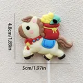 Cute cartoon pony cake topper decoration shown with precise height and width dimensions - Lucky Bag Horse