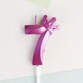 Elegante vela de cumpleaños rosa metálica número 7 con corona para fiesta y decoración tarta - Corona Número 7 / Púrpura