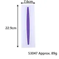 Detailed view of a professional cake cream scraper measuring 22.9x7.6cm, weight 89g. - Purple Handle Wave Sawtooth Scraper (53047) / White and Purple