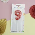 Vela de cumpleaños dinosaurio rojo número 9 para decoración de tartas infantiles - Número 9 / Rojo