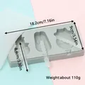 Silicone popsicle mold with cute animal shapes, 18.2x9cm DIY ice cream maker with lid - Grey Snowman Rabbit Bear Style (81010-2) / Three Cavities