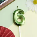 Vela de cumpleaños número 6 verde metalizado para decoración de tartas y fiestas - Número 6 / 1 Pieza / Verde claro
