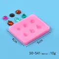 Moule en silicone rose à 6 cavités en forme de gemme pour pendentifs en résine DIY - Style Diamant Gemme à 6 Trous (50-541) / Rose