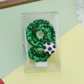 Vela de cumpleaños temática de fútbol número 9 con purpurina verde para decorar tartas - Tema de Fútbol (Número 9)