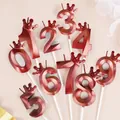 Velas de cumpleaños rojas metalizadas con corona para tarta set del 0 al 9 - Número Seleccionado / 1 Pieza / Rojo