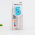 Decorative blue number 5 candle for birthday cakes and special occasion party celebrations - Blue Number 5