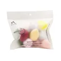 Detailed view of 12-piece colorful makeup sponges in professional frosted zip bag - Multi-color 12-Piece Set (Random Shapes)